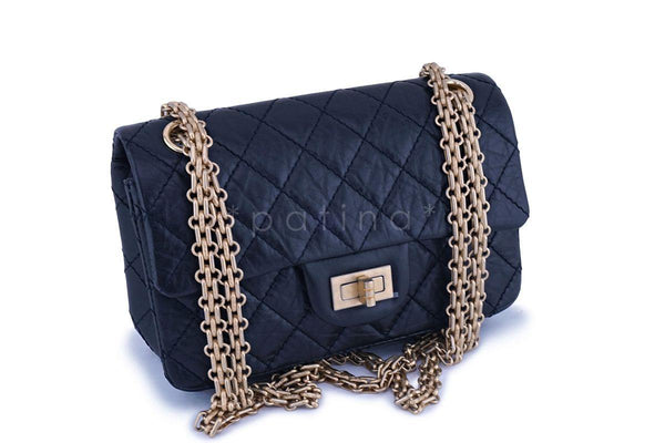 Chanel Blue/White Quilted Tweed Reissue 2.55 Classic 224 Flap Bag Chanel