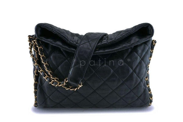 Chanel Black Quilted Chain Around Hobo Bag GHW - Boutique Patina