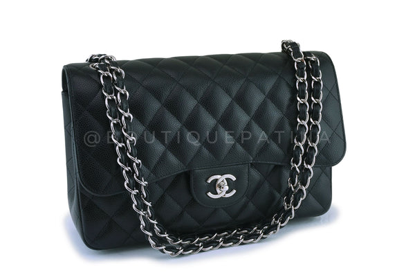 Chanel Medallion Quilted Caviar Leather Jumbo Classic Double Flap