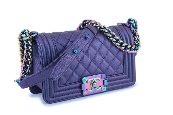 Chanel Iridescent Purple Mermaid Iridescent Small Boy Flap Bag Rainbow - Boutique Patina