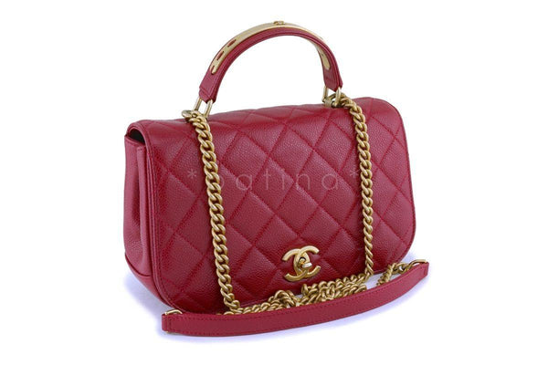 Chanel Red Caviar Classic Top Handle 2-way Shoulder Bag GHW - Boutique Patina