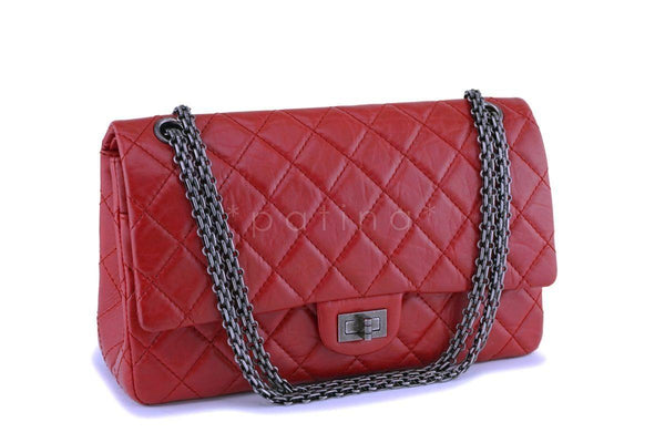 Chanel Reissue maroon calfskin double flap bag with ruthenium