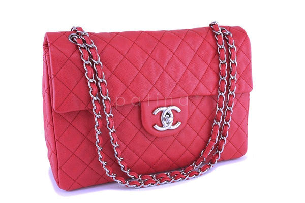 Rare Chanel Fuchsia Pink Soft Caviar Maxi Classic Flap Bag SHW - Boutique Patina