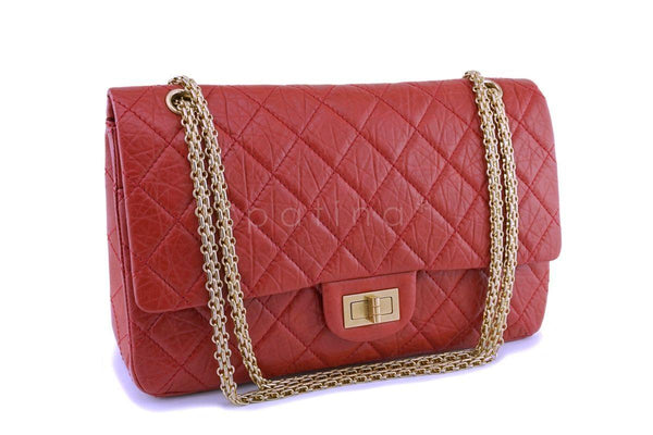 Chanel Red 2.55 Jumbo 227 Classic Double Flap Bag GHW - Boutique Patina