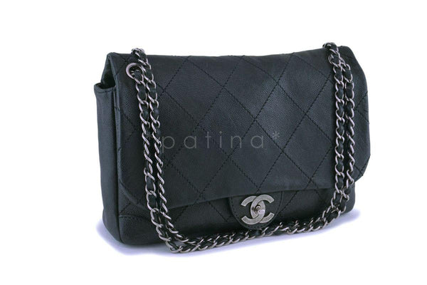 Chanel Black Distressed Caviar Outdoor Ligne Flap Bag RHW - Boutique Patina