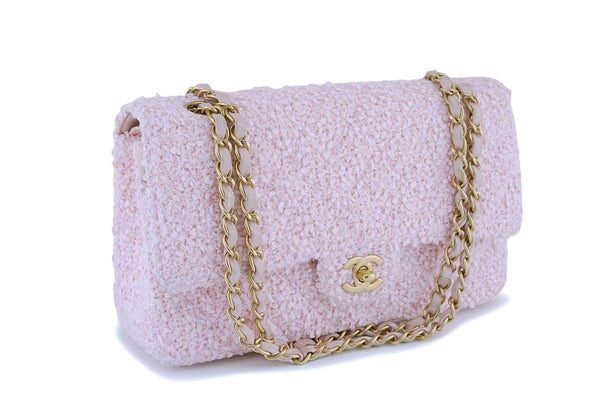 Chanel Pink Tweed Medium Classic Double Flap Bag GHW - Boutique Patina