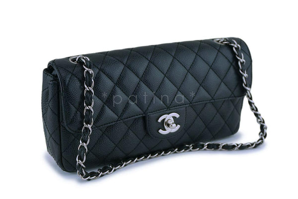 Chanel Black Caviar Classic East West Flap Bag SHW - Boutique Patina