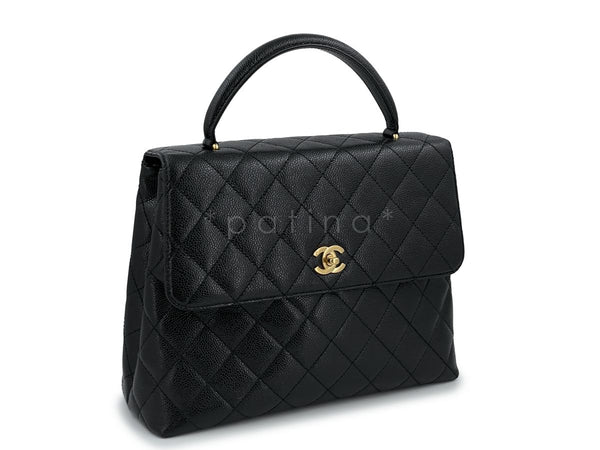 Chanel Vintage Black Caviar Classic Quilted Kelly Bag 24k GHW - Boutique Patina