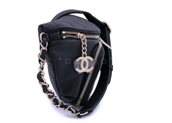 Chanel Black Caviar Fanny Pack Belt Waist Bag Business Affinity - Boutique Patina