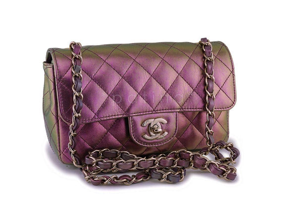 NIB 20B Chanel Purple Pink Iridescent Rainbow Rectangular Mini Classic Flap Bag GHW - Boutique Patina