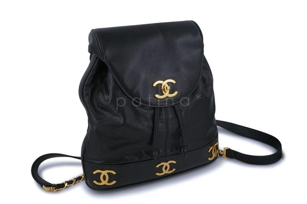 Chanel Vintage Black Classic Soft Calfskin Backpack Bag 24k GHW - Boutique Patina