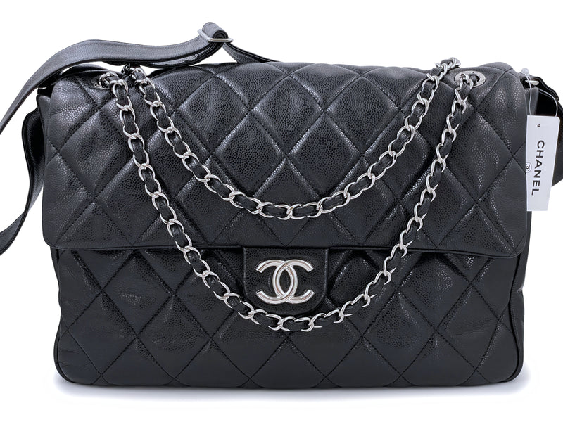 Chanel Black Caviar XXL Messenger Weekender Flap Tote Bag SHW – Boutique  Patina