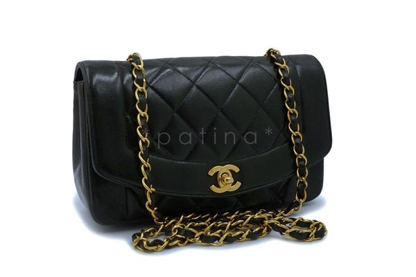 Chanel Vintage Black Lambskin Small Diana Flap Bag 24k GHW - Boutique Patina