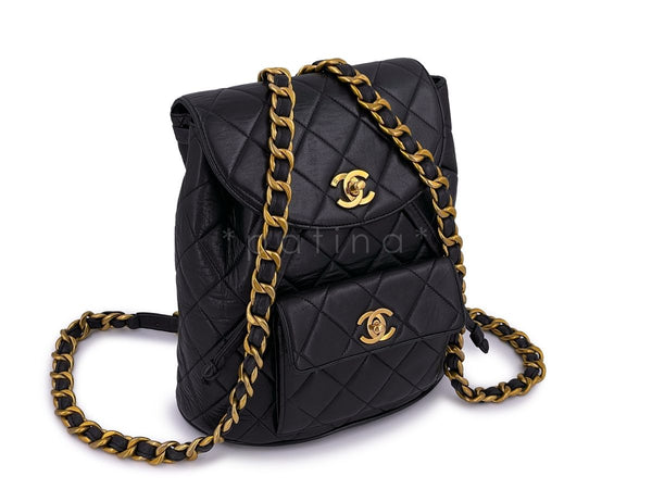 Chanel Vintage Black Classic Duma Backpack Bag 24k GHW Lambskin - Boutique Patina