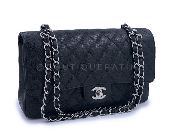 Pristine 2009 Chanel Black Caviar Medium Classic Double Flap Bag SHW - Boutique Patina