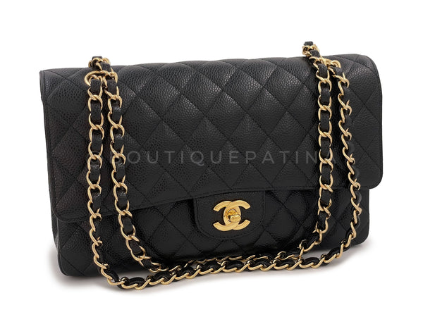 Pristine Chanel 2010 Vintage Black Caviar Medium Classic Double Flap Bag GHW - Boutique Patina
