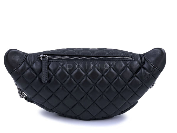 Chanel Black Quilted Grained Calfskin Extra Mini Flap Bag With Top