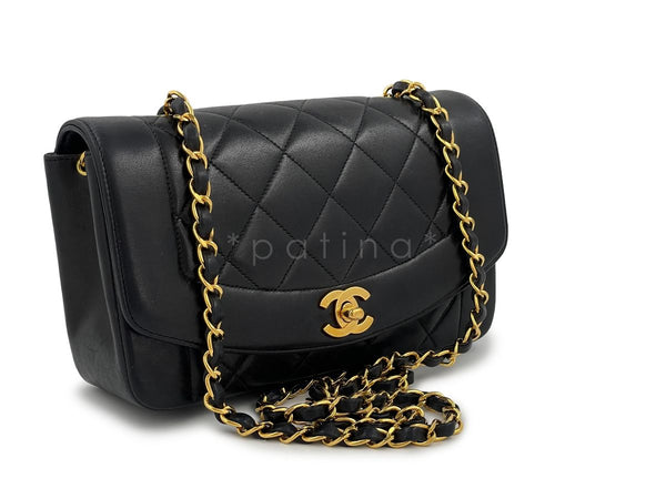 Chanel Vintage Black Small Diana Bag Lambskin 24k GHW - Boutique Patina