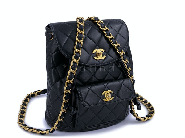 Chanel Vintage Black Duma Classic Backpack Bag Lambskin 24k GHW - Boutique Patina