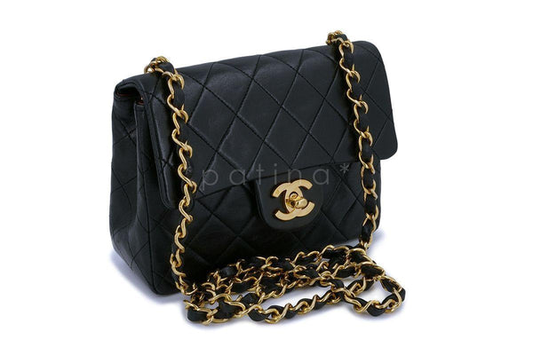 Chanel Vintage Black Square Mini Classic Flap Bag 24k GHW - Boutique Patina