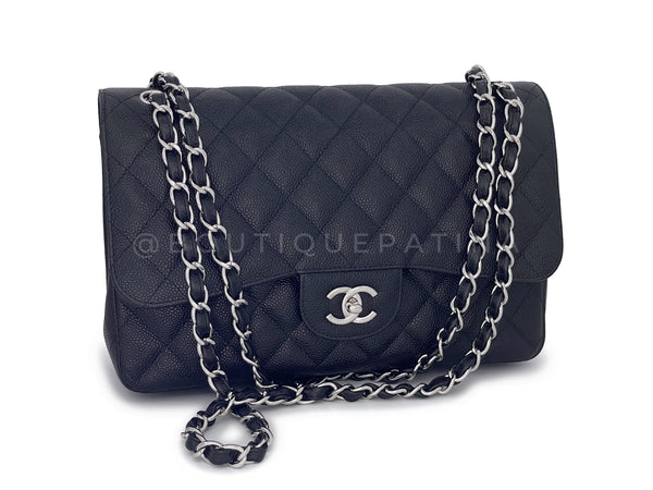 Chanel Black Caviar Jumbo Classic Double Flap Bag SHW - Boutique Patina