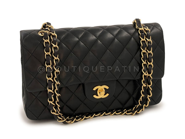 Pristine Chanel 2009 Vintage Black Medium Classic Double Flap Bag 24k GHW Lambskin - Boutique Patina