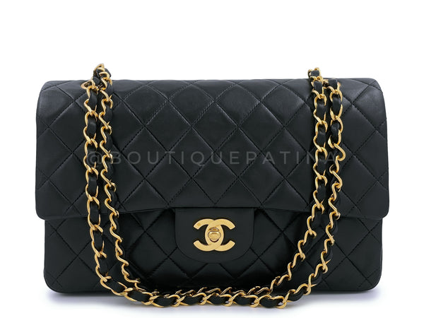 Chanel 1997 Vintage Black Lambskin Medium Classic Double Flap Bag 24k GHW - Boutique Patina