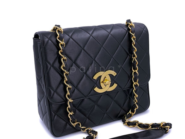 Chanel Vintage Black Oversized CC Medium Tall Classic Crossbody Flap Bag 24k GHW - Boutique Patina