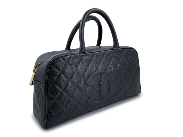 Chanel Black Caviar Quilted Large Bowler Bag - Boutique Patina