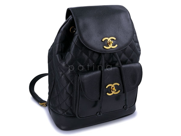 Chanel Vintage Black Caviar Large Quilted Backpack Bag 24k GHW - Boutique Patina