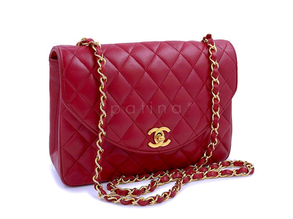 Chanel Vintage Red Curved Quilted Flap Bag 24k GHW - Boutique Patina