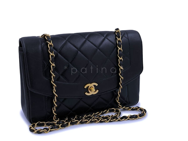 Chanel 1997 Black Vintage Medium Diana Flap Bag Pocket 24k GHW - Boutique Patina