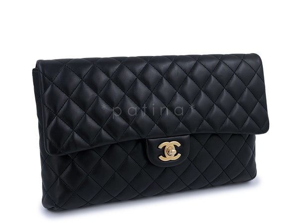 Chanel Black Lambskin Timeless Classic Clutch Bag GHW - Boutique Patina