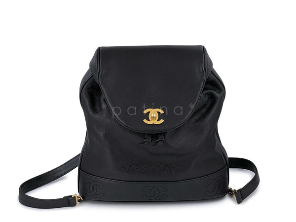Chanel Vintage Black Caviar Backpack Bag 24k GHW - Boutique Patina