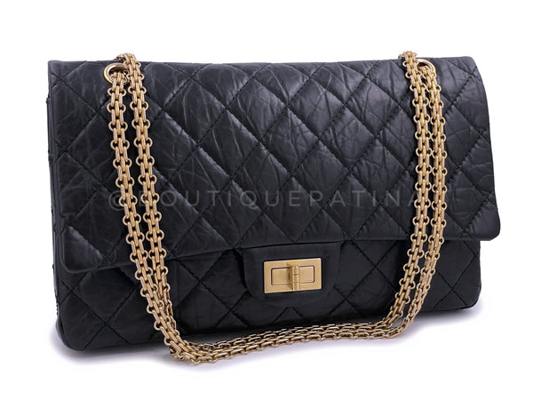 Authentic Chanel So Black Calfskin Quilted 2.55 Reissue 226 Classic Flap Bag