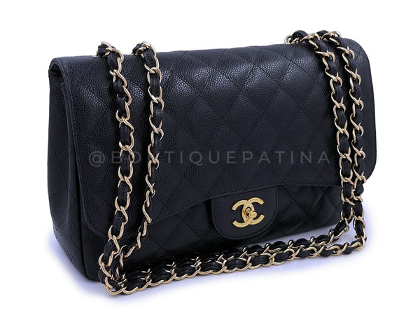 Chanel Caviar Jumbo Classic Flap Bag Single Black GHW - Boutique Patina