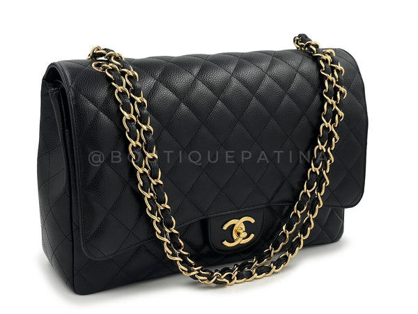 Chanel Caviar Maxi Classic Double Flap Bag Black GHW - Boutique Patina