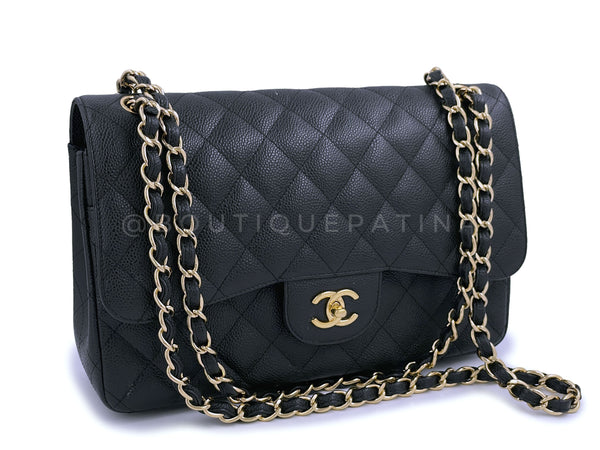 Pristine Chanel Black Caviar Jumbo Classic Double Flap Bag GHW - Boutique Patina