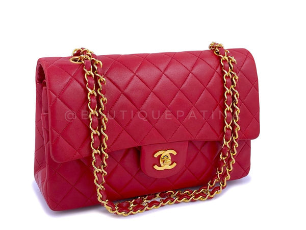 Chanel Vintage 1989 Red Medium Classic Flap Bag 24k GHW - Boutique Patina