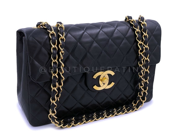 Chanel 1994 Vintage Maxi "Jumbo XL" Classic Flap Bag Black 24k GHW - Boutique Patina