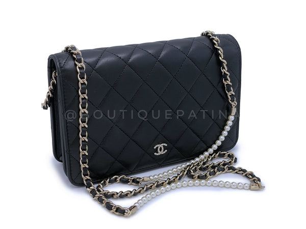 Chanel Fantasy Pearls Wallet on Chain Black Pearl WOC Bag - Boutique Patina