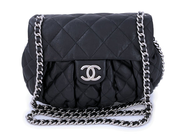 Chanel Black Chain Around Quilted Crossbody Rounded Flap Bag SHW