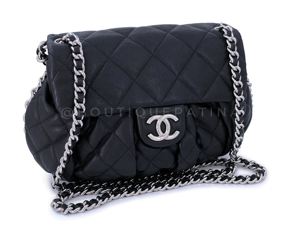 Chanel Black Chain Around Quilted Crossbody Rounded Flap Bag SHW