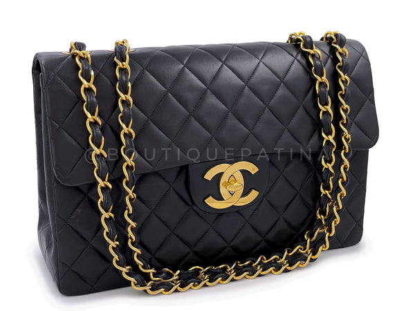 Chanel 1994 Vintage Maxi "Jumbo XL" Classic Flap Bag 24k GHW Lambskin - Boutique Patina