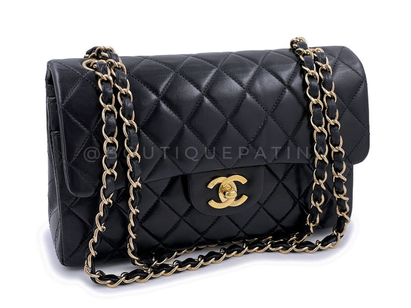 Chanel Vintage Black Small Classic Double Flap Bag 24k GHW Lambskin - Boutique Patina