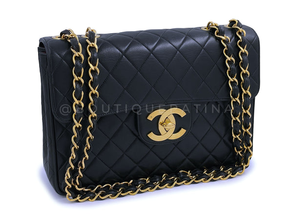 Chanel 1994 Vintage Black Jumbo Classic Flap Bag 24k GHW - Boutique Patina