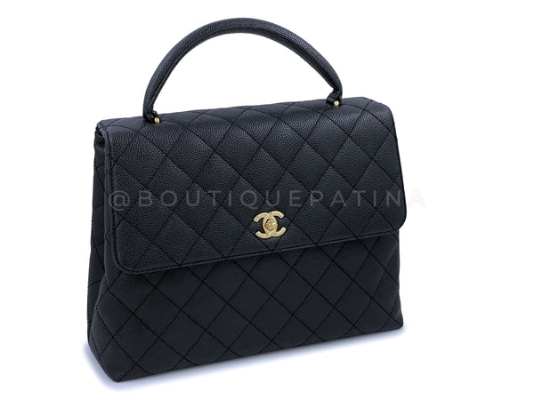 Chanel Vintage Black Caviar Classic Kelly Tote Bag 24k GHW - Boutique Patina
