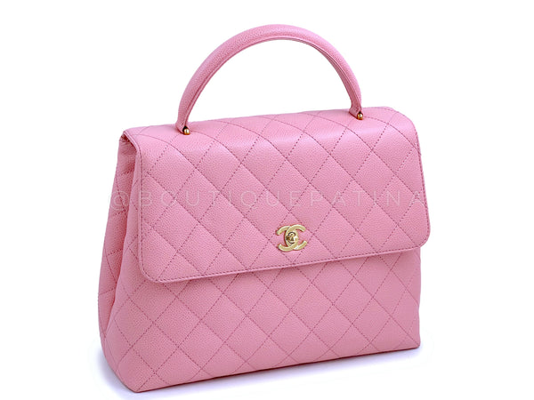 Rare Chanel 2004 Vintage Pink Caviar Kelly Flap Bag 24k GHW - Boutique Patina