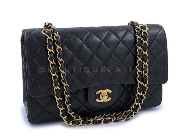 Chanel 1996 Vintage Black Medium Classic Double Flap Bag 24k GHW - Boutique Patina