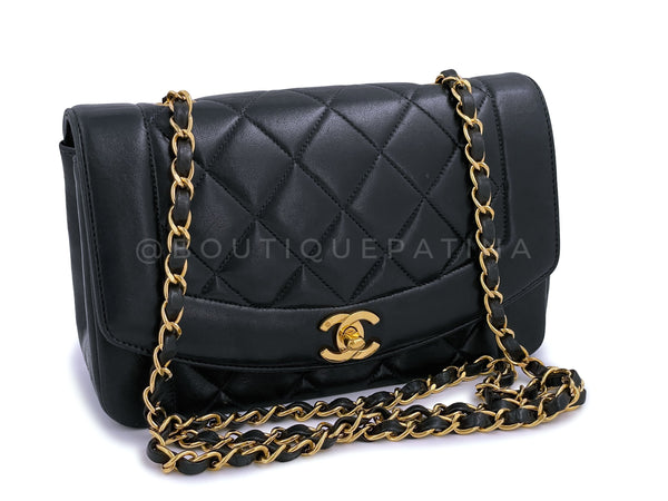 Chanel 1994 Vintage Small Diana Bag Black 24k GHW - Boutique Patina